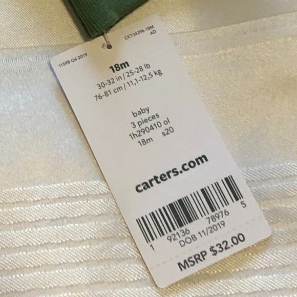 NWT Adorable Carter's "Lovely Girl" 3-Piece Set - Picture 4 of 4